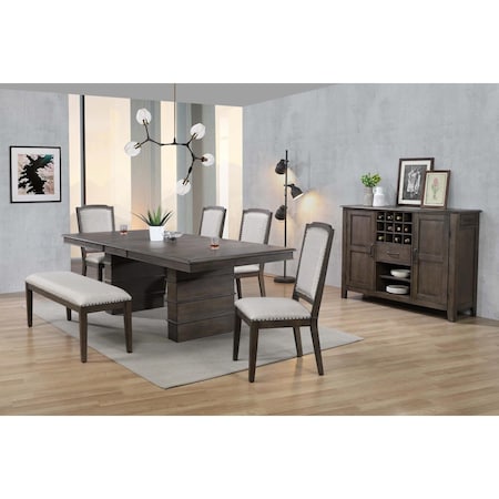 Sunset Trading Cali Extendable Dining Set with Bench & Server - Brown 7 Piece DLU-CA113-4C-BNSR7PC